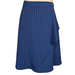 NWT‎ Banana Republic Petite Skirt 12P Blue Pinstripe Ruffle Career Minimalist